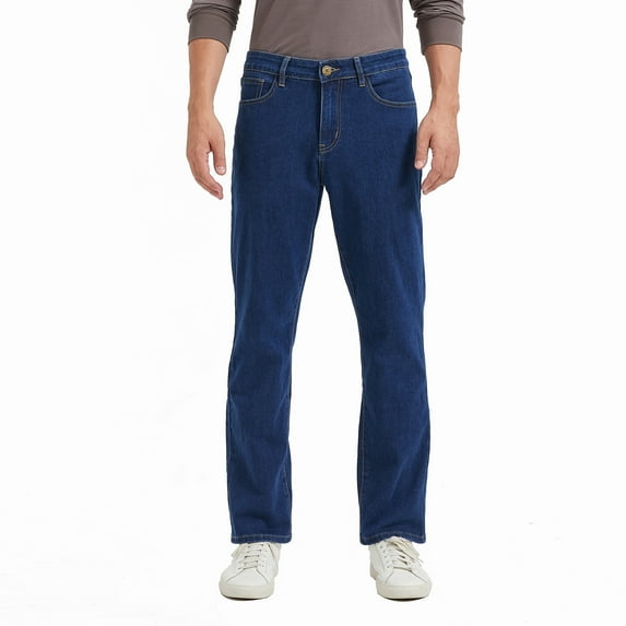 Coevals Club Men's Straight Leg Classic 5-Pocket Casual Work Jeans 32L 4# Dark Stonewash 42