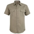thumbnail image 1 of Coevals Club Men's Summer Short Sleeve Casual Western Solid Plain Snap Buttons Work Shirt (Khaki 4XL), 1 of 3