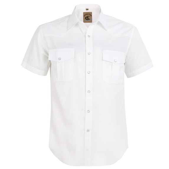Coevals Club Men's Summer Short Sleeve Casual Western Solid Plain Snap Buttons Work Shirt (White M)