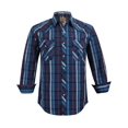 thumbnail image 1 of Coevals Club Men's Western Cowboy Long Sleeve Pearl Snap Casual Plaid Work Shirts Black Blue 31 3X-Large, 1 of 3