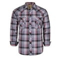 thumbnail image 1 of Coevals Club Men's Western Cowboy Long Sleeve Pearl Snap Casual Plaid Work Shirts Gray Red Black 23 Small, 1 of 3