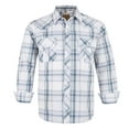 thumbnail image 1 of Coevals Club Men's Western Cowboy Long Sleeve Pearl Snap Casual Plaid Work Shirts White Plaid 28 3X-Large, 1 of 3