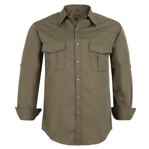 Coevals Club Men's Western Cowboy Long Sleeve Pearl Snap Plaid Work Shirts Kangaroo 9 XX-Large