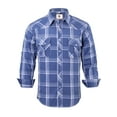 thumbnail image 1 of Coevals Club Men's Western Cowboy Long Sleeve Pearl Snap Plaid Work Shirts Navy Plaid 38 Small, 1 of 2