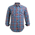 thumbnail image 1 of Coevals Club Men's Western Cowboy Long Sleeve Pearl Snap Plaid Work Shirts Red Blue 32 Small, 1 of 4