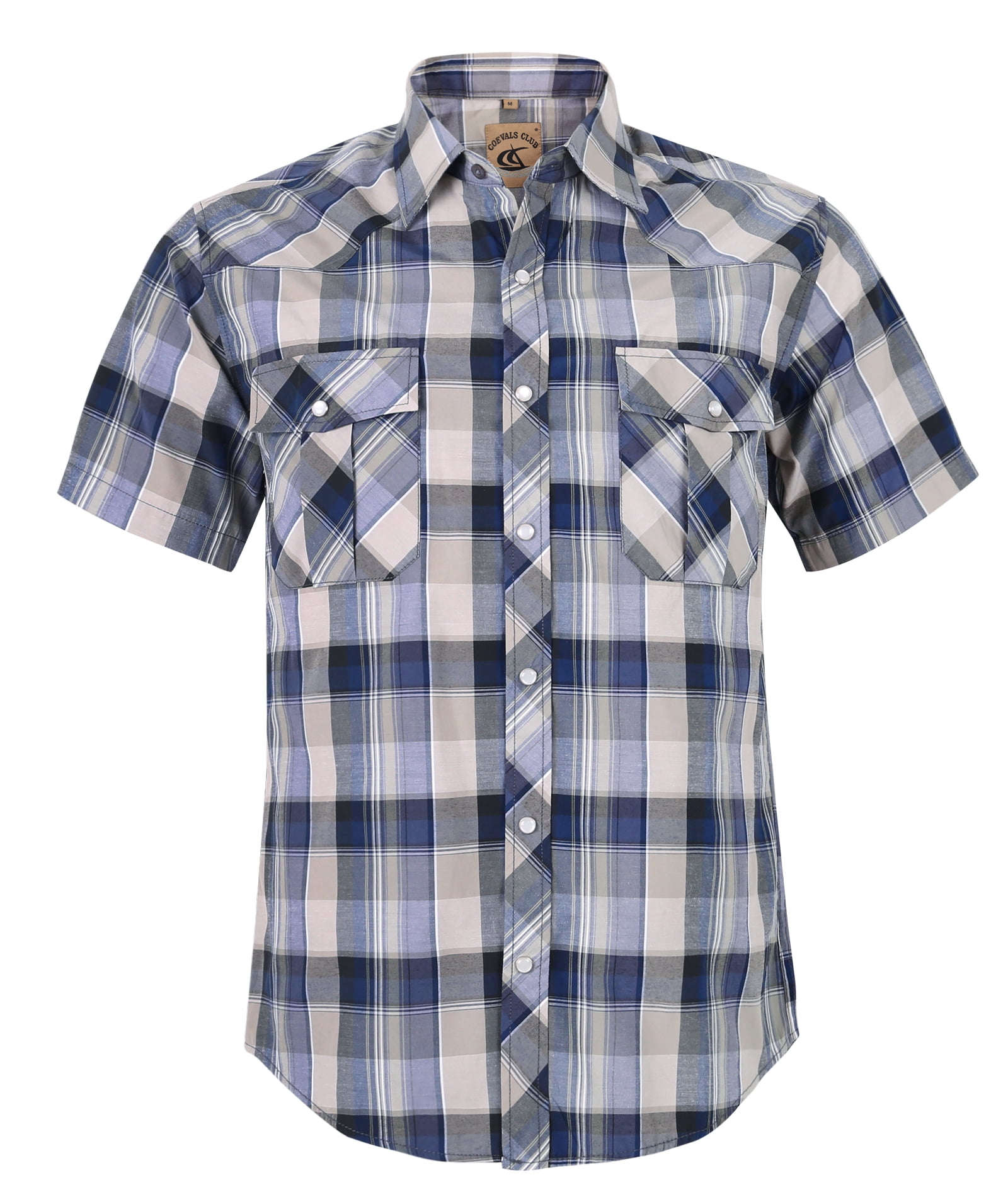 Coolhorse Short Sleeve Blue Pearl Snap Button Up Shirt