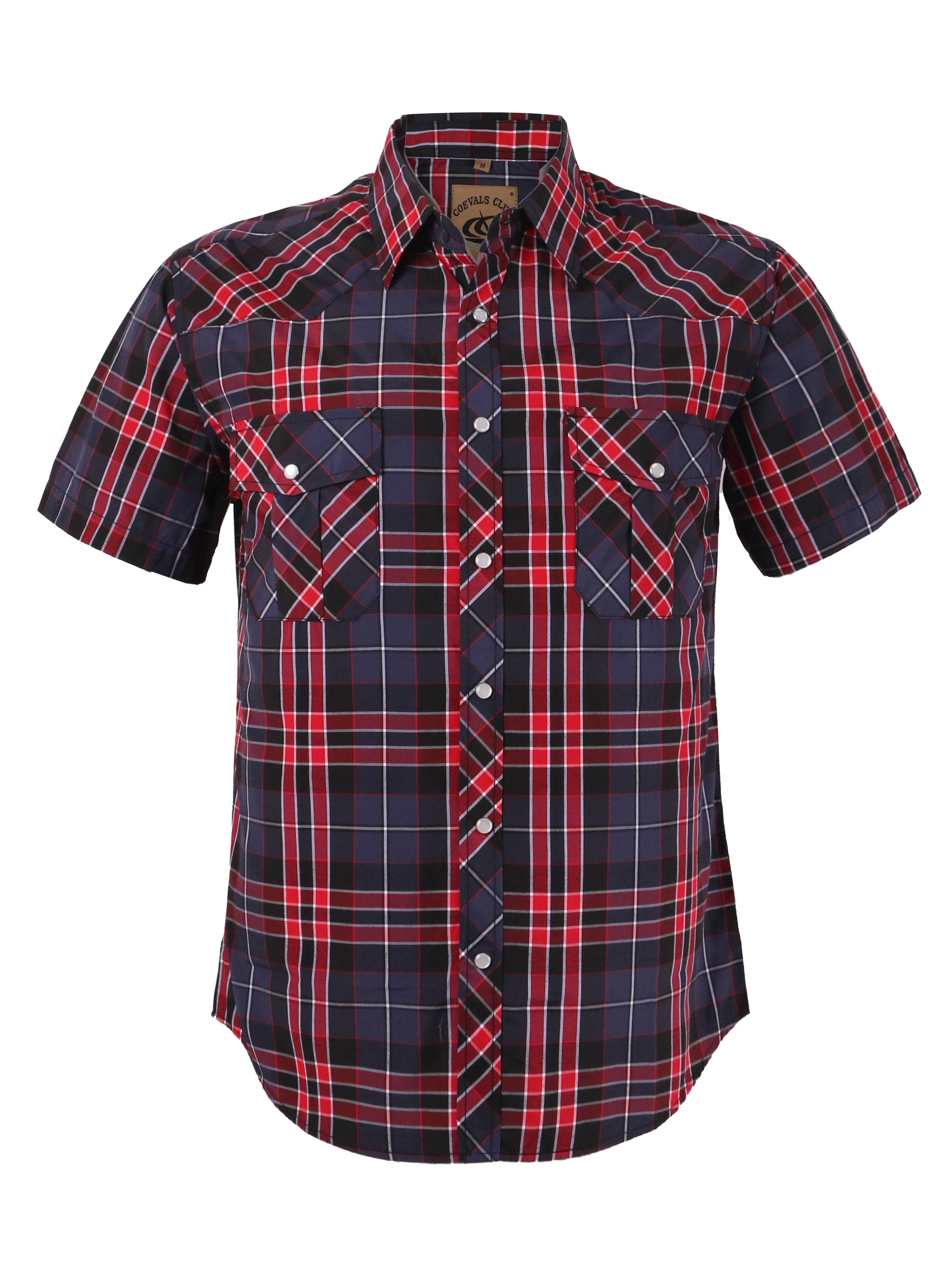 Coevals Club Men's Western Pearl Snap Shirt - Long Sleeve Plaid Work Shirt With Two Pockets - View #6