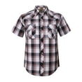 thumbnail image 1 of Coevals Club Men's Western Plaid Pearl Snap Buttons Two Pockets Casual Short Sleeve Shirts (White Red #18 XL), 1 of 4