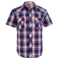 thumbnail image 1 of Coevals Club Men's Western Plaid Pearl Snap Short Sleeve Shirts (Orange Blue #15 4XL), 1 of 4