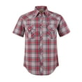 thumbnail image 1 of Coevals Club Men's Western Plaid Pearl Snap Short Sleeve Shirts (Red Gray #22 M), 1 of 4