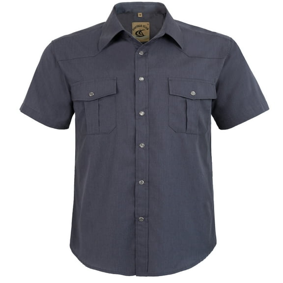 Coevals Club Men's Western Plain Pearl Snap Short Sleeve Shirt (Gray S)