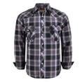 thumbnail image 1 of Coevals Club Men's Western Shirt Cowboy Plaid Country Pearl Snap Button Long Sleeve Two Pockets Work Shirts 01 Purple Black White Small, 1 of 7