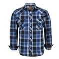 thumbnail image 1 of Coevals Club Men's Western Shirt Cowboy Plaid Country Pearl Snap Button Long Sleeve Two Pockets Work Shirts 04 Bule White Black X-Large, 1 of 8