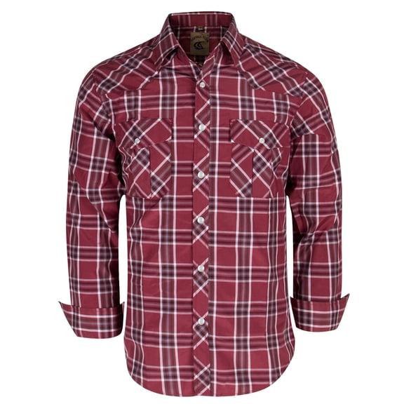 Coevals Club Men's Western Shirt Cowboy Plaid Country Pearl Snap Button Long Sleeve Two Pockets Work Shirts 08 Red White 4X-Large