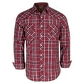 thumbnail image 1 of Coevals Club Men's Western Shirt Cowboy Plaid Country Pearl Snap Button Long Sleeve Two Pockets Work Shirts 08 Red White Small, 1 of 7