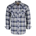 thumbnail image 1 of Coevals Club Men's Western Shirt Cowboy Plaid Country Pearl Snap Button Long Sleeve Two Pockets Work Shirts 13 Light Gray Navy Medium, 1 of 7