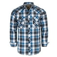 thumbnail image 1 of Coevals Club Men's Western Shirt Cowboy Plaid Country Pearl Snap Button Long Sleeve Two Pockets Work Shirts 17 White Blue Black 4X-Large, 1 of 7