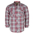 thumbnail image 1 of Coevals Club Men's Western Shirt Cowboy Plaid Country Pearl Snap Button Long Sleeve Two Pockets Work Shirts 22 Red Gray Large, 1 of 7