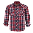 thumbnail image 1 of Coevals Club Men's Western Shirt Cowboy Plaid Country Pearl Snap Button Long Sleeve Two Pockets Work Shirts 24 Red Black White 4X-Large, 1 of 8
