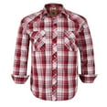 thumbnail image 1 of Coevals Club Men's Western Shirt Cowboy Plaid Country Pearl Snap Button Long Sleeve Two Pockets Work Shirts 27 Red White Large, 1 of 7