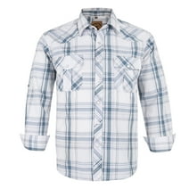 Coevals Club Men's Western Shirt Cowboy Plaid Country Pearl Snap Button Long Sleeve Two Pockets Work Shirts 28 White Plaid 4X-Large