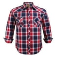 thumbnail image 1 of Coevals Club Men's Western Shirt Cowboy Plaid Country Pearl Snap Button Long Sleeve Two Pockets Work Shirts 37 Navy Red White Large, 1 of 7