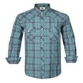 thumbnail image 1 of Coevals Club Men's Western Shirt Cowboy Plaid Country Pearl Snap Button Long Sleeve Two Pockets Work Shirts 40 Beryl Green Plaid X-Large, 1 of 7