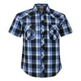 thumbnail image 1 of Coevals Club Men's Western Shirt Cowboy Plaid Country Pearl Snap Button Short Sleeve Two Pockets Work Shirts 19 Bule White Black 3X-Large, 1 of 7