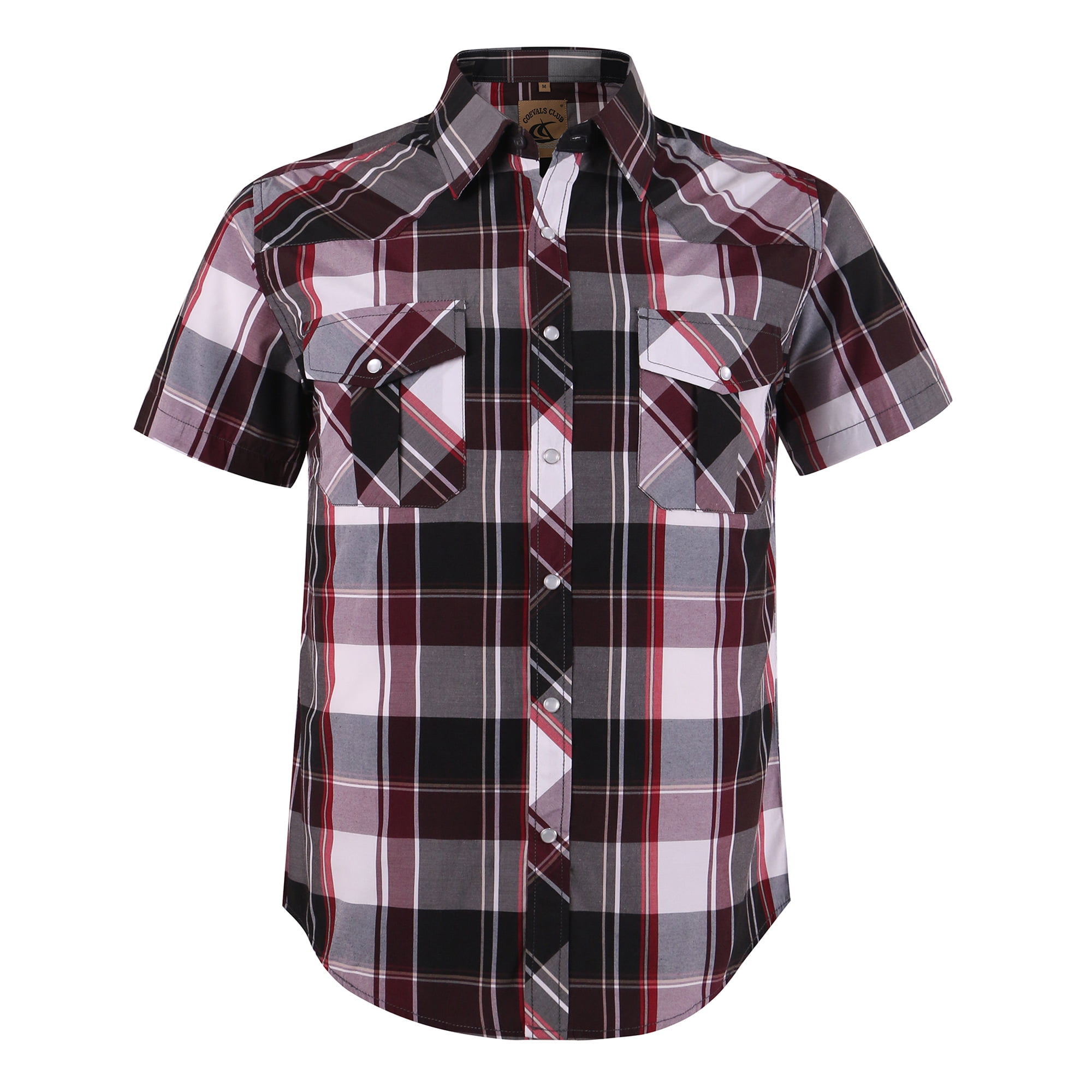 Coevals Club Men's Western Shirt Cowboy Plaid Country Pearl Snap Button