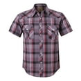 thumbnail image 1 of Coevals Club Men's Western Shirt Cowboy Plaid Country Pearl Snap Button Short Sleeve Two Pockets Work Shirts 23 Purple Red Black Medium, 1 of 7