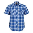 thumbnail image 1 of Coevals Club Men's Western Shirt Cowboy Plaid Country Pearl Snap Button Short Sleeve Two Pockets Work Shirts 29 Blue White 4X-Large, 1 of 7