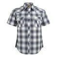 thumbnail image 1 of Coevals Club Men's Western Shirt Cowboy Plaid Country Pearl Snap Button Short Sleeve Two Pockets Work Shirts 30 White Gray Large, 1 of 7