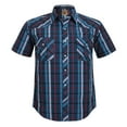 thumbnail image 1 of Coevals Club Men's Western Shirt Cowboy Plaid Country Pearl Snap Button Short Sleeve Two Pockets Work Shirts 31 Black Blue X-Large, 1 of 7