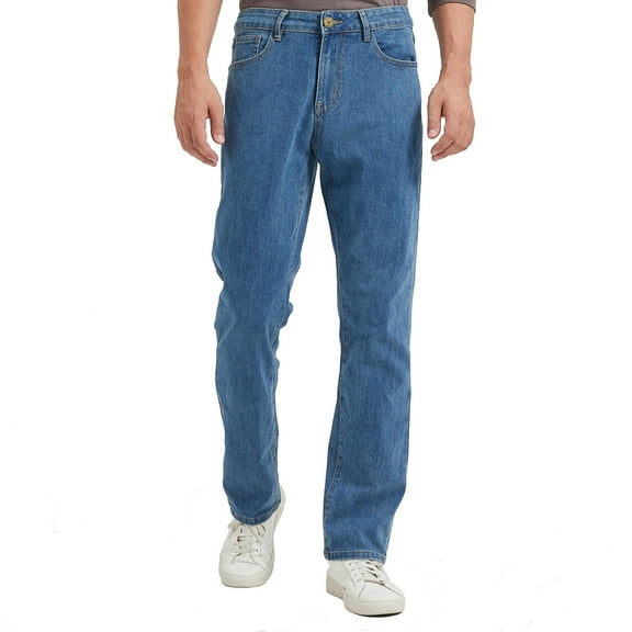 Coevals Club Men's classical jeans blue regular high quality five-pocket pants for men casual pants 32L 1# Vintage Blue 32