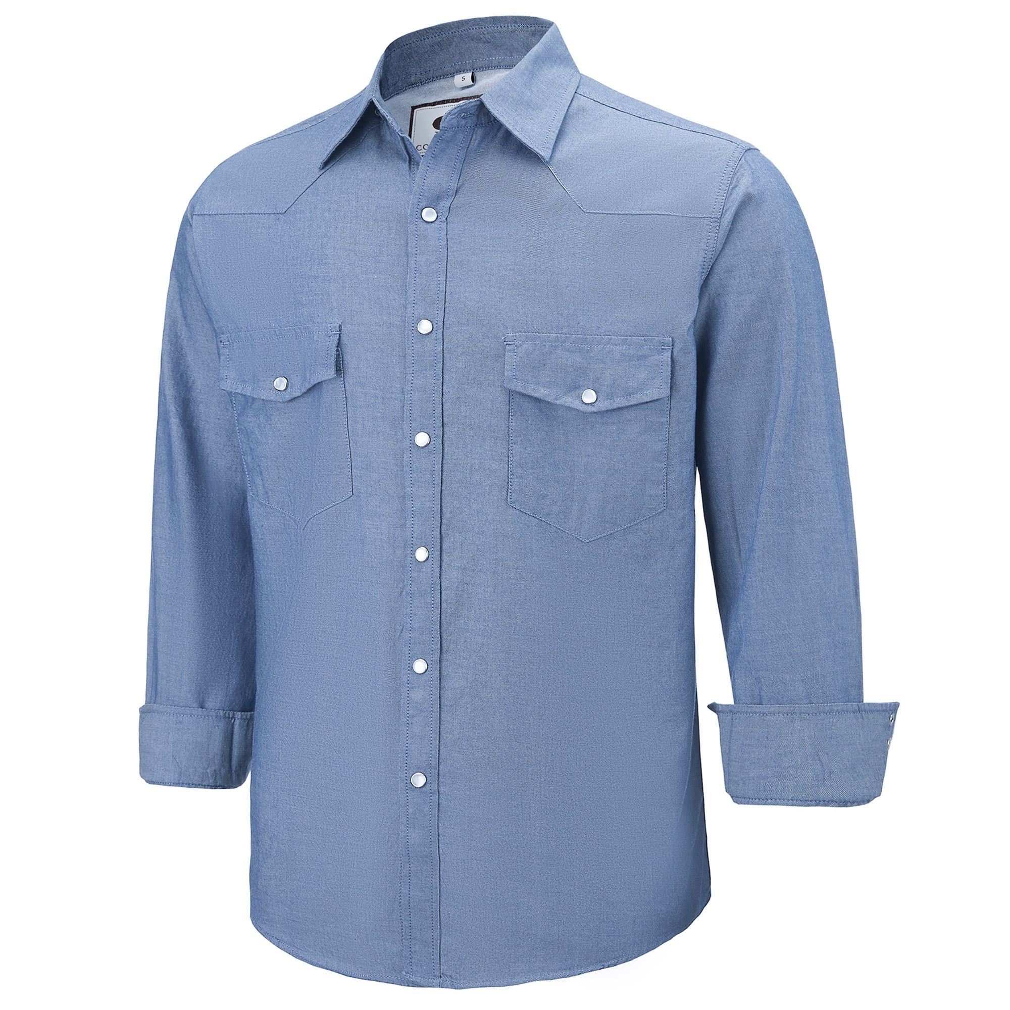 Coevals Club Mens Denim Pearl Snap Western Cowboy 