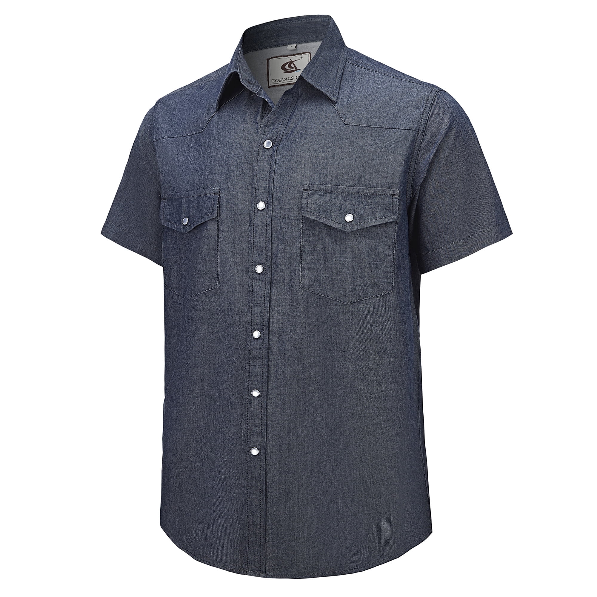 Coevals Club Mens Denim Pearl Snap Western Cowboy Work Cotton Button up ...