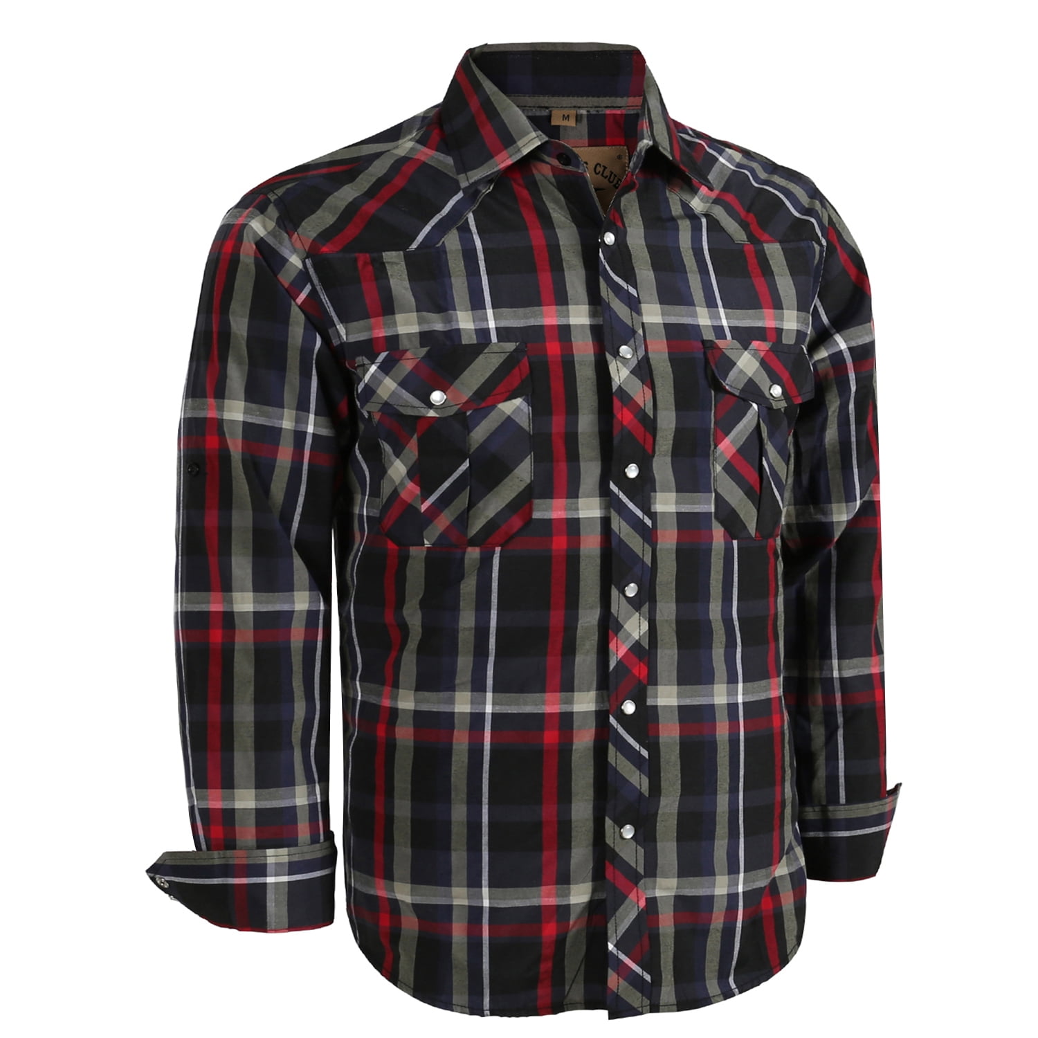 Coevals Club Mens Pearl Snap Plaid Western Cowboy Button Up Long Sleeve ...