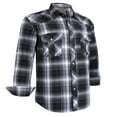 thumbnail image 1 of Coevals Club Mens Pearl Snap Plaid Western Cowboy Button Up Long Sleeve Shirts Black White Gray 09 Small, 1 of 7