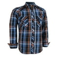thumbnail image 1 of Coevals Club Mens Pearl Snap Plaid Western Cowboy Button Up Long Sleeve Shirts Blue Black Orange 05 Small, 1 of 7