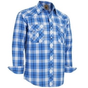 Coevals Club Mens Pearl Snap Plaid Western Cowboy Button Up Long Sleeve Shirts Blue White 29 X-Large