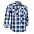 thumbnail image 1 of Coevals Club Mens Pearl Snap Plaid Western Cowboy Button Up Long Sleeve Shirts Bule White Black 19 Large, 1 of 7