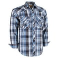 thumbnail image 1 of Coevals Club Mens Pearl Snap Plaid Western Cowboy Button Up Long Sleeve Shirts Light Blue White Gray 10 4X-Large, 1 of 7