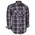 thumbnail image 1 of Coevals Club Mens Pearl Snap Plaid Western Cowboy Button Up Long Sleeve Shirts Purple Black Gray 14 Small, 1 of 7