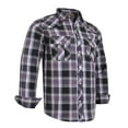 thumbnail image 1 of Coevals Club Mens Pearl Snap Plaid Western Cowboy Button Up Long Sleeve Shirts Purple Black White 01 3X-Large, 1 of 7