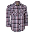 thumbnail image 1 of Coevals Club Mens Pearl Snap Plaid Western Cowboy Button Up Long Sleeve Shirts Purple Red Black 23 Medium, 1 of 6
