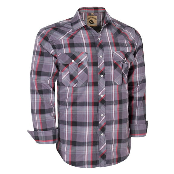 Coevals Club Mens Pearl Snap Plaid Western Cowboy Button Up Long Sleeve Shirts Purple Red Black 23 XX-Large