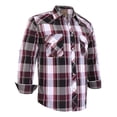 thumbnail image 1 of Coevals Club Mens Pearl Snap Plaid Western Cowboy Button Up Long Sleeve Shirts White Brown Black 20 Medium, 1 of 6