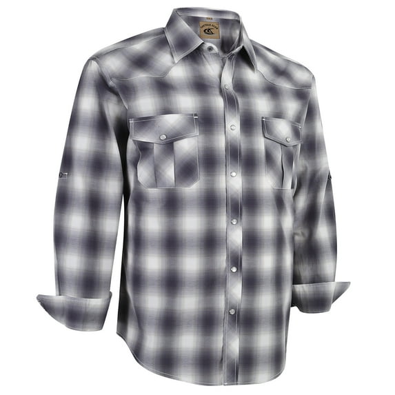 Coevals Club Mens Pearl Snap Plaid Western Cowboy Button Up Long Sleeve Shirts White Gray 30 Large