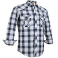 thumbnail image 1 of Coevals Club Mens Pearl Snap Plaid Western Cowboy Button Up Long Sleeve Shirts White Gray Red Line 35 Small, 1 of 8