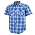 thumbnail image 1 of Coevals Club Mens Pearl Snap Plaid Western Cowboy Button Up Short Sleeve Shirts Blue White 29 Medium, 1 of 7